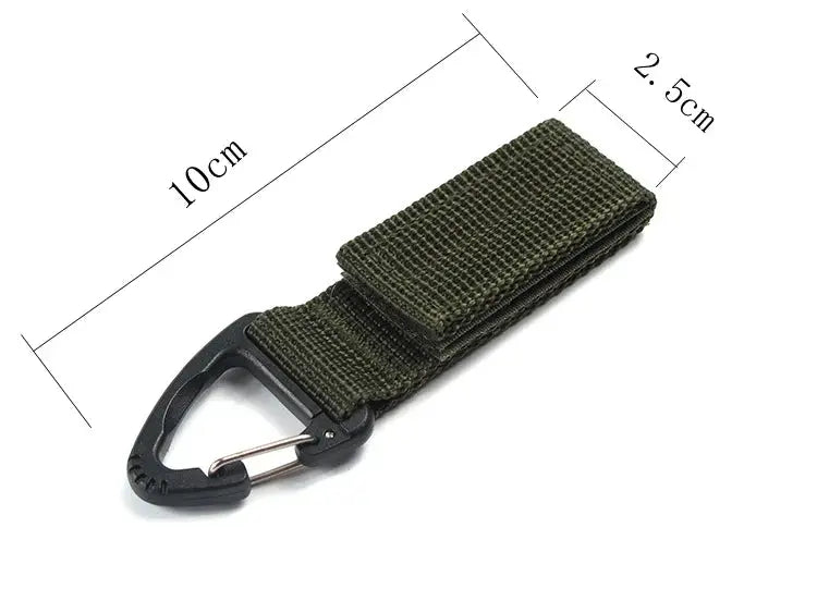 Nylon strap with carabiner clip in olive green; Simples Market outdoor tactical gear