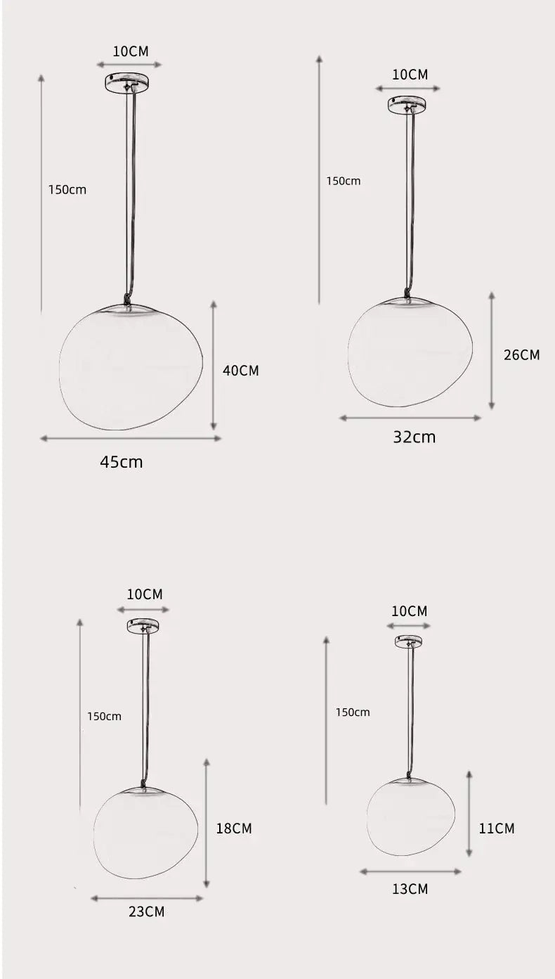 Simples Market Nordic white glass ball pendant lights set of 4 for bedroom, dining or cafe