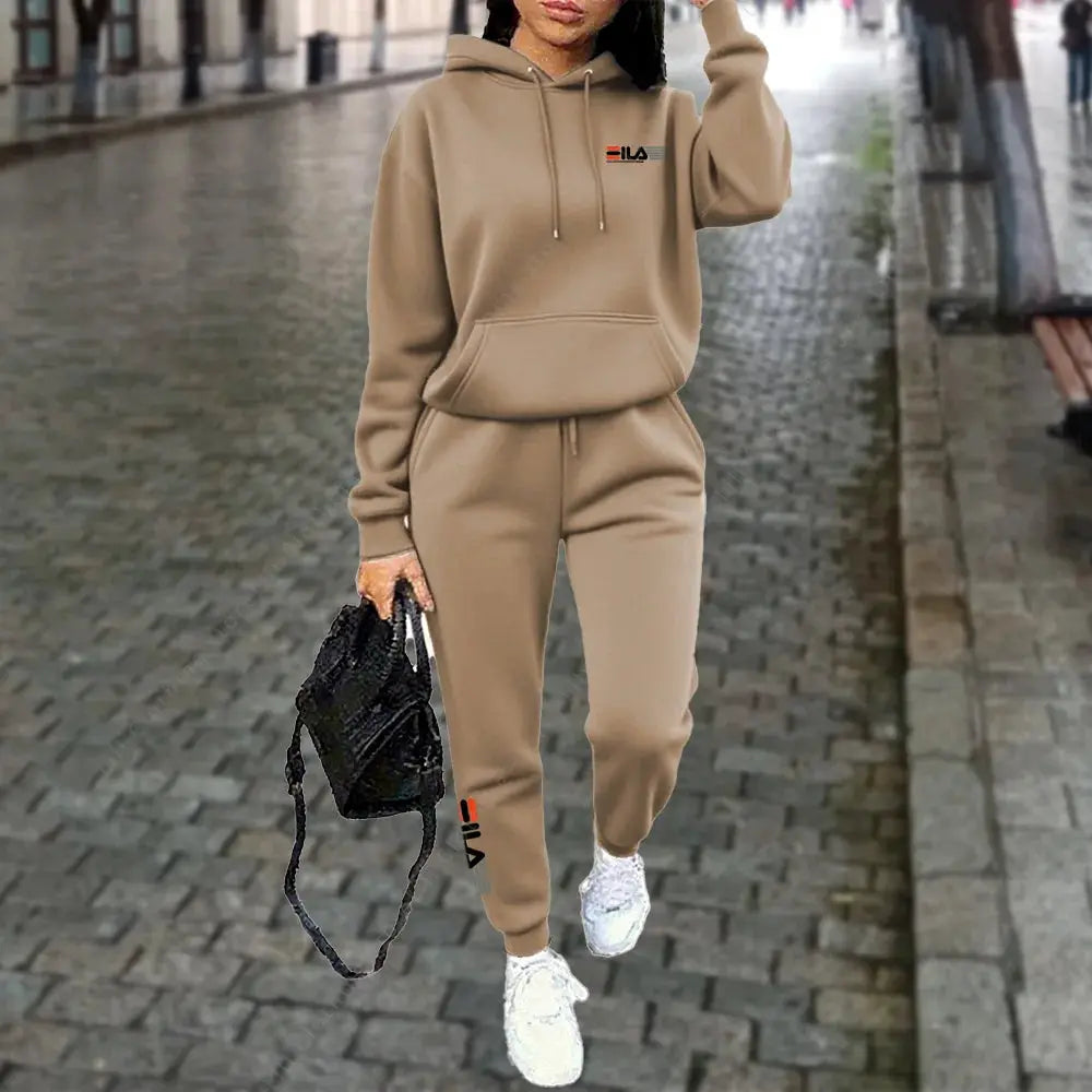 NovaFlex Womens Winter Fleece Tracksuit Two Piece Hoodie And Trousers Set Warmth And Stretchy Comfort For Streetwear