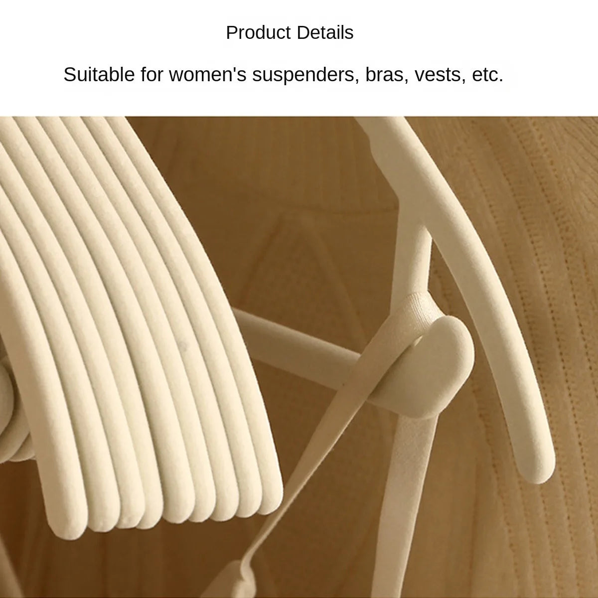 Velvet-coated plastic hangers set, beige/cream, non-slip, space-saving closet organizers, Simples Market, 10/20 pcs.
