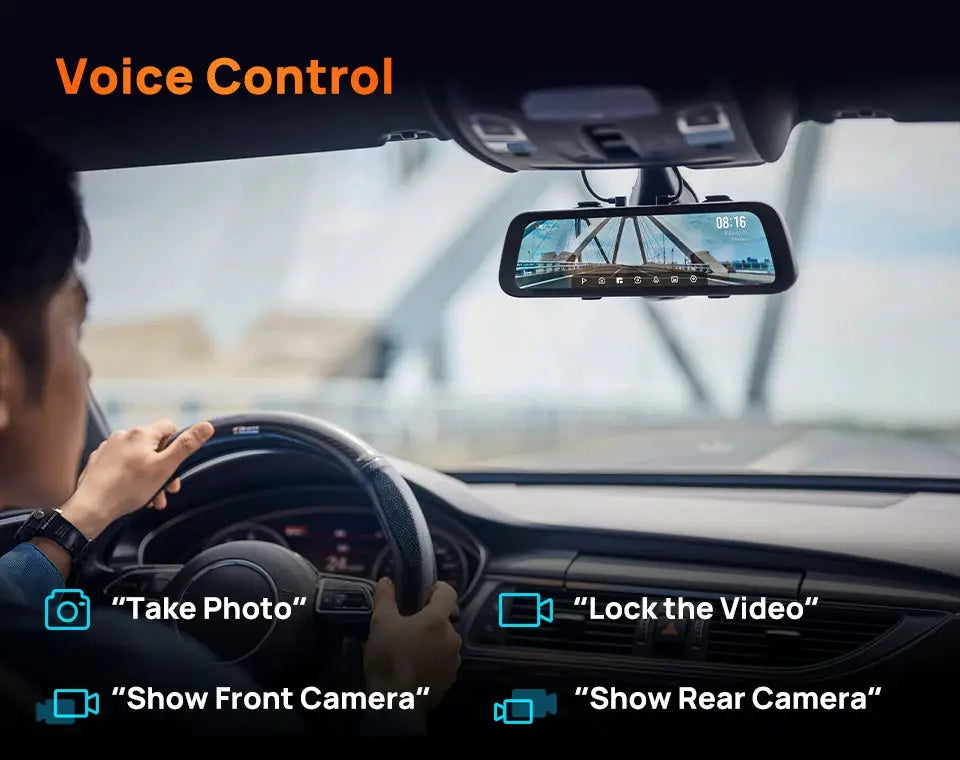 70mai Rearview Dash Cam S500 with 9.35-inch touchscreen, dual-channel HDR, voice control