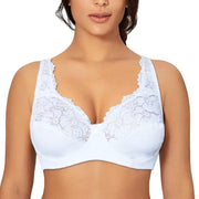 White lace underwire bra for women with floral lace cups
