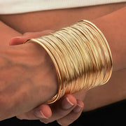 Vintage Hyperbolic Layered Wide Wire Bracelet Cuff Bangle For Women Exaggerated Wrist Wrap Hand Jewelry Gift