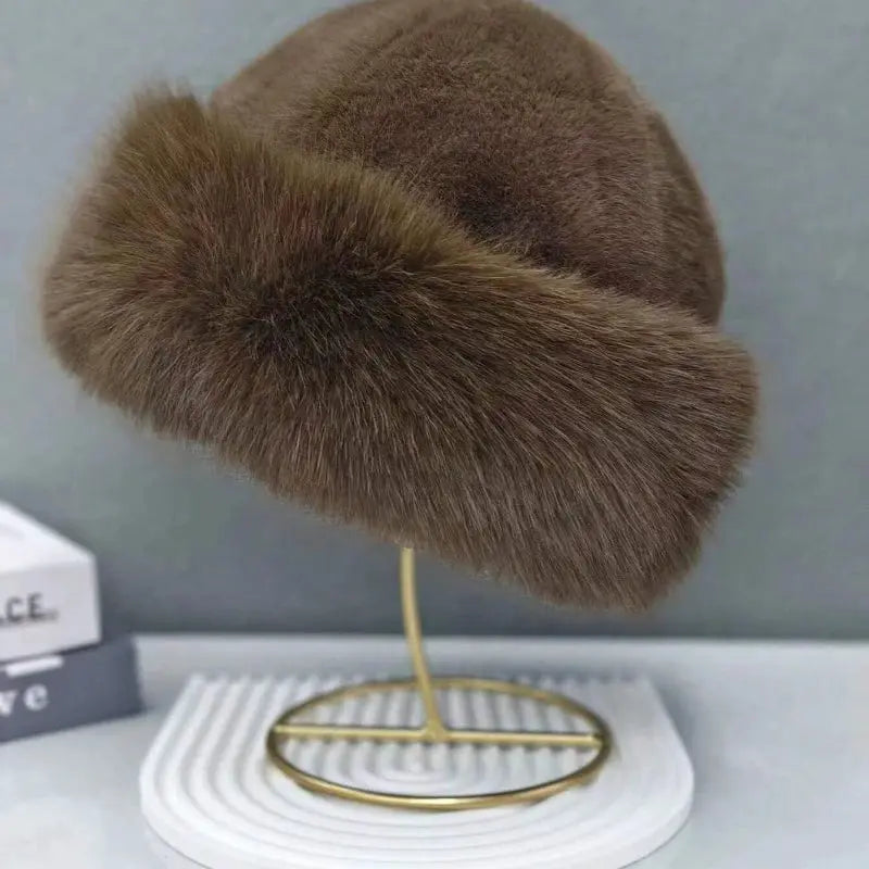 AuroraCo Womens Mongolian Style Furry Hat Korean Inspired Thickened Winter Warmth And Flattering Fit