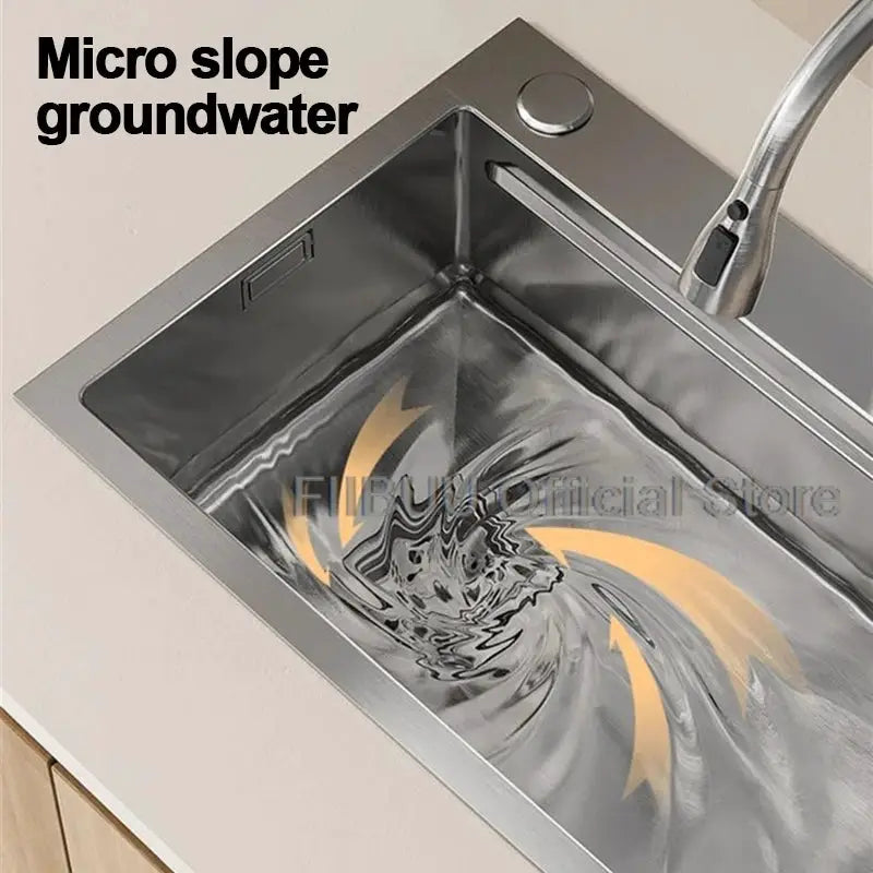 304 stainless steel kitchen sink by Simples Market, large single bowl, undercounter/topmount, wear-resistant finish