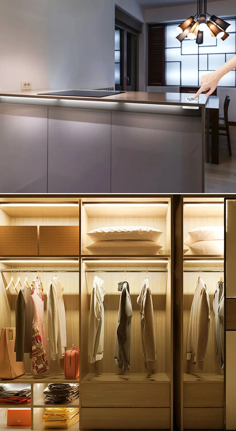 Simples Market under-cabinet LED bar light with touch sensor, dimmable and linkable for kitchen cabinets