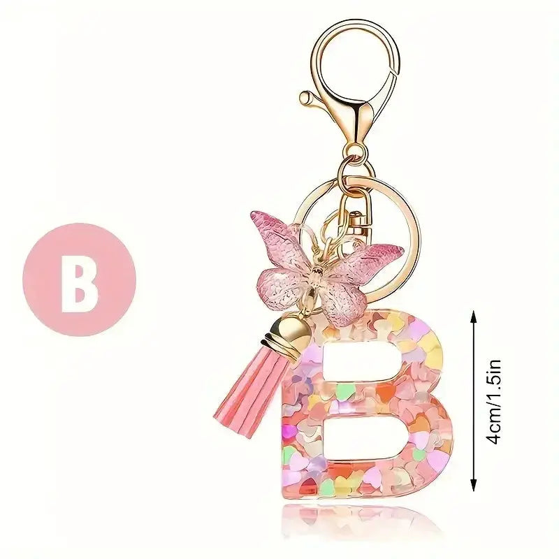 Customizable A To Z Letter Keychain With Resin Pendant Metal Holder Lobster Clasp For Keys Bags And Cars