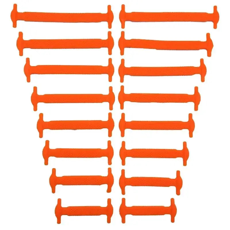 Elastic silicone no-tie shoelaces for sneakers, orange, 16 pieces by Simples Market