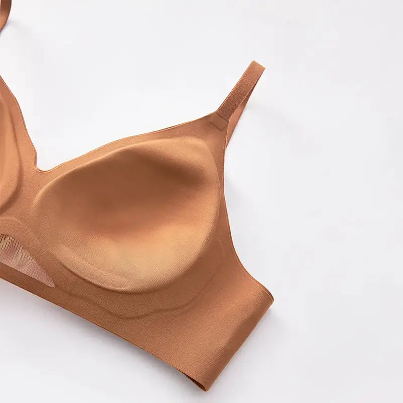 SUJIIN women's seamless wireless push-up bra, nude beige, breathable fabric