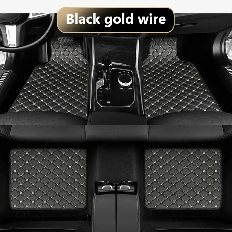 SEAMETAL 4-piece universal car floor mat set, quilted black, non-slip waterproof all-weather mats for front and rear