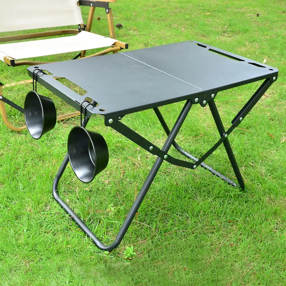 Resistland IGT Portable Outdoor Folding Table for Beach Picnic Camping Carbon Steel Foldable Edge With Hooks