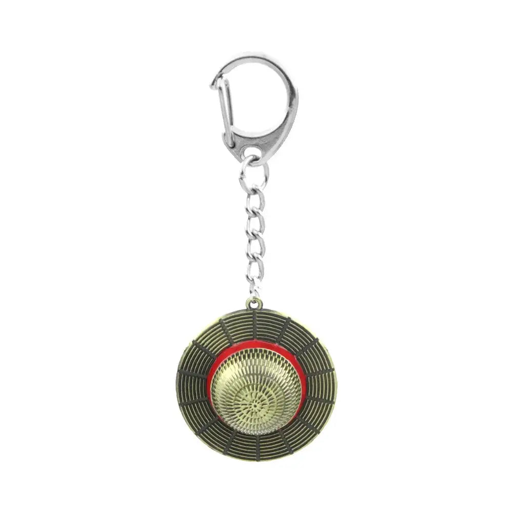 Classic Anime Straw Hat Pendant Keychain Zinc Alloy Gold Color Jewelry Key Ring for Fans Cosplay