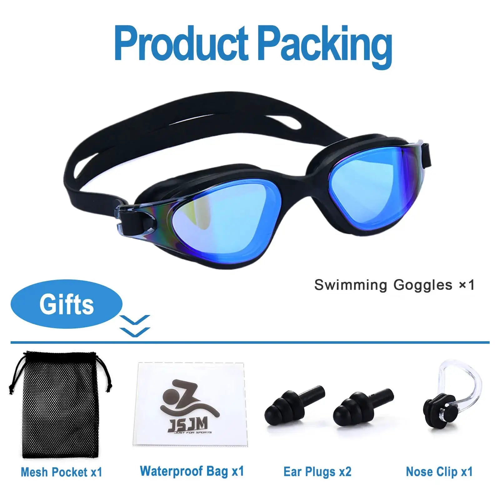 Unisex Adult Swimming Goggles Anti Fog Swim Glasses Adjustable Silicone Strap Waterproof Eyewear
