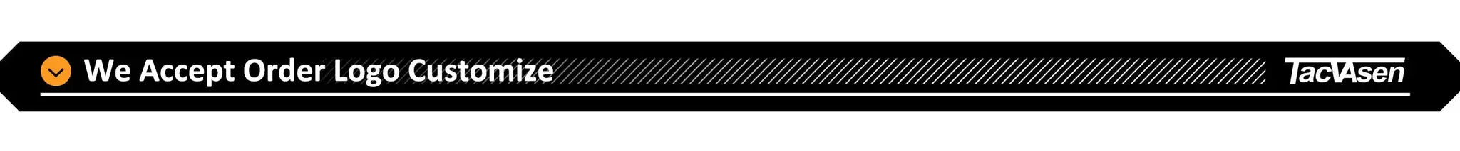 Promo banner for TacVasen logo customization, black background with white text and TacVasen logo.