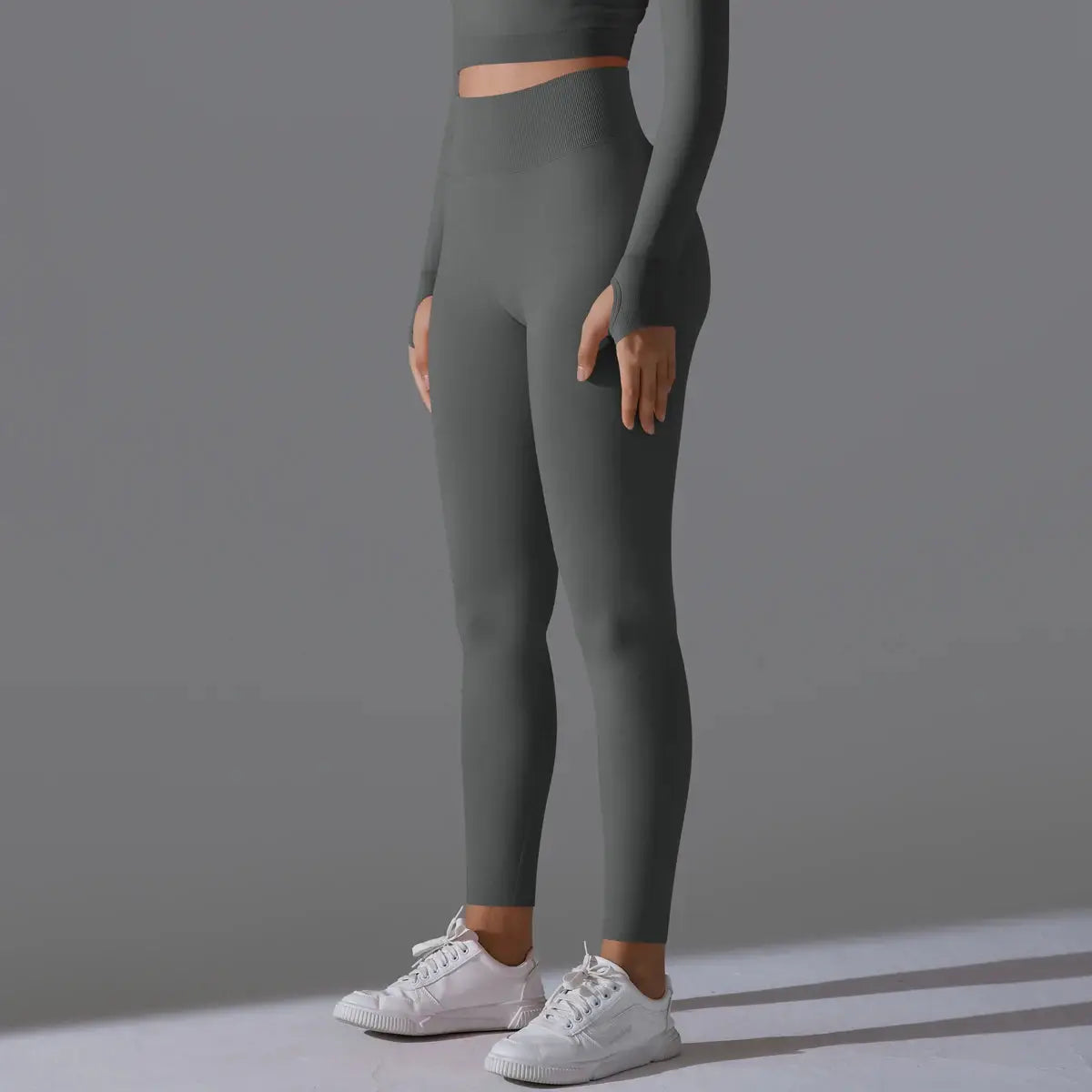 Simples Market women's seamless yoga leggings, slate gray, high-waist tummy control, scrunch butt lift