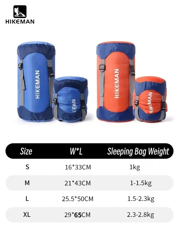 Sleeping bag compression storage bag set, 4-pack blue and orange ultra-light waterproof sacks by HIKEMAN