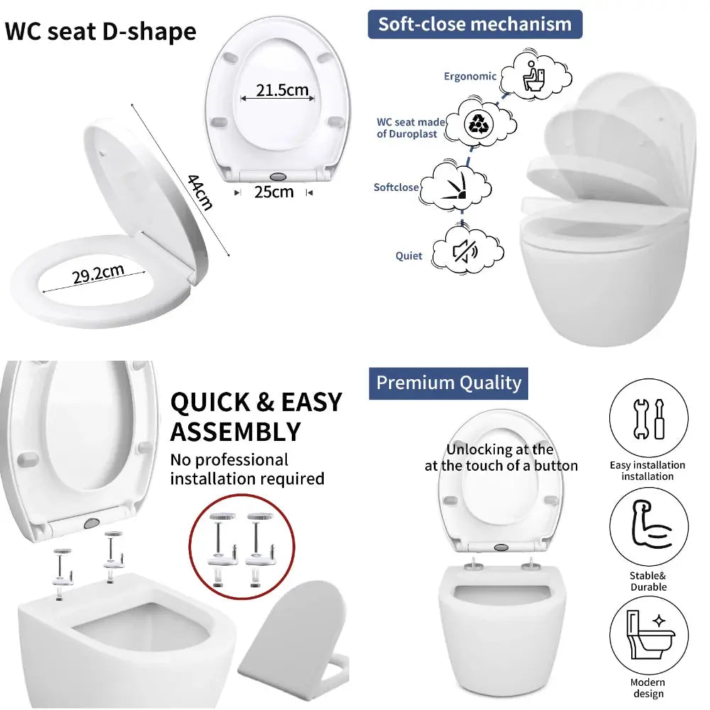 White toilet seat by Simples Market with slow-close adjustable hinges; easy to install and clean.