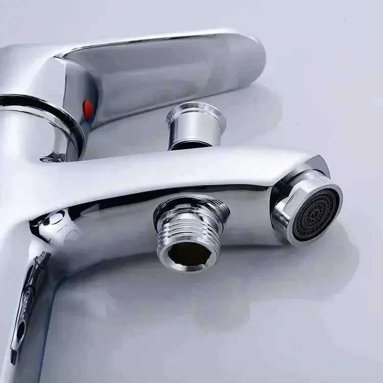 Simples Market bathroom shower faucet; chrome finish basin faucet with side shower attachment.