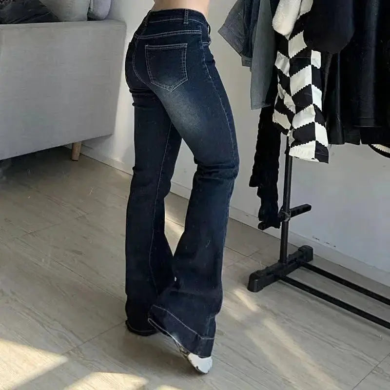 New Flare Jeans For Women Low Waist Denim Pants Y2K Korean Fashion