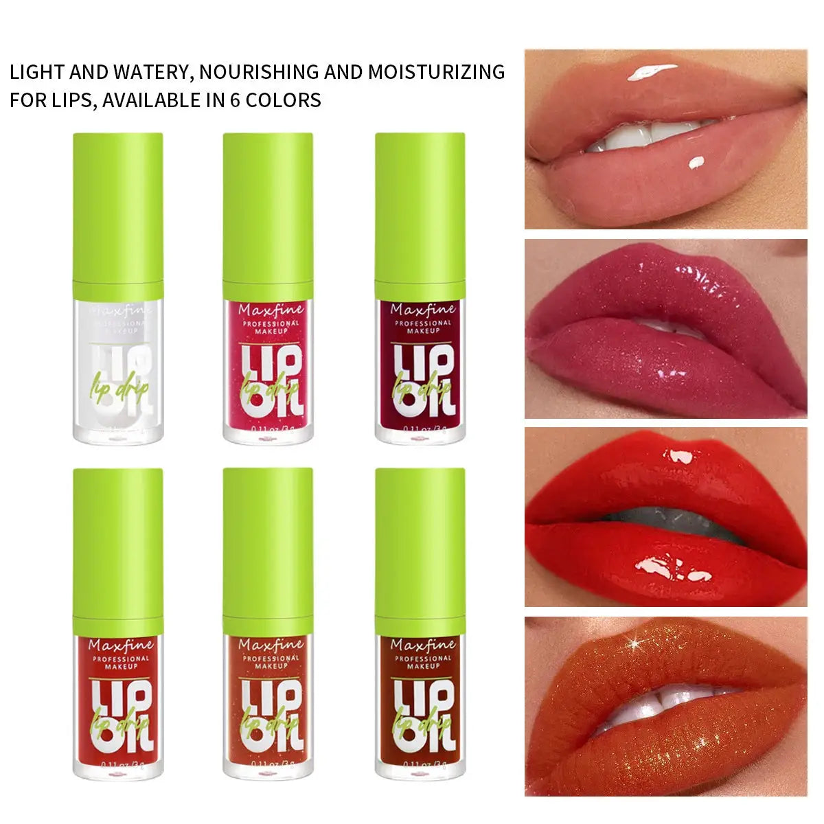 LuminaGlow Lip Gloss Waterproof Long Lasting Hydration Non Sticky Non Fading Formula Green Packaging
