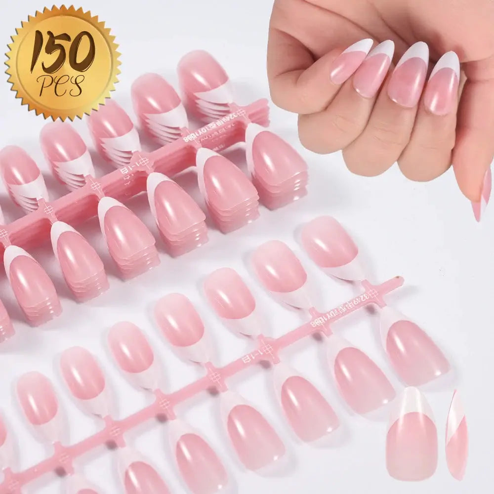 Nailuxe Light Pink Press On Nails Short To Medium Square Full Cover Tips 100 Piece Set For Hands And Feet