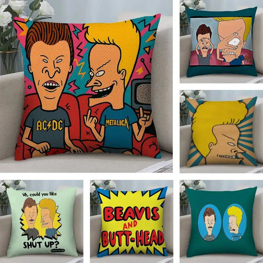 Beavis and Butt-Head pillow covers, set of six, multicolor double-sided print, square, short plush fabric