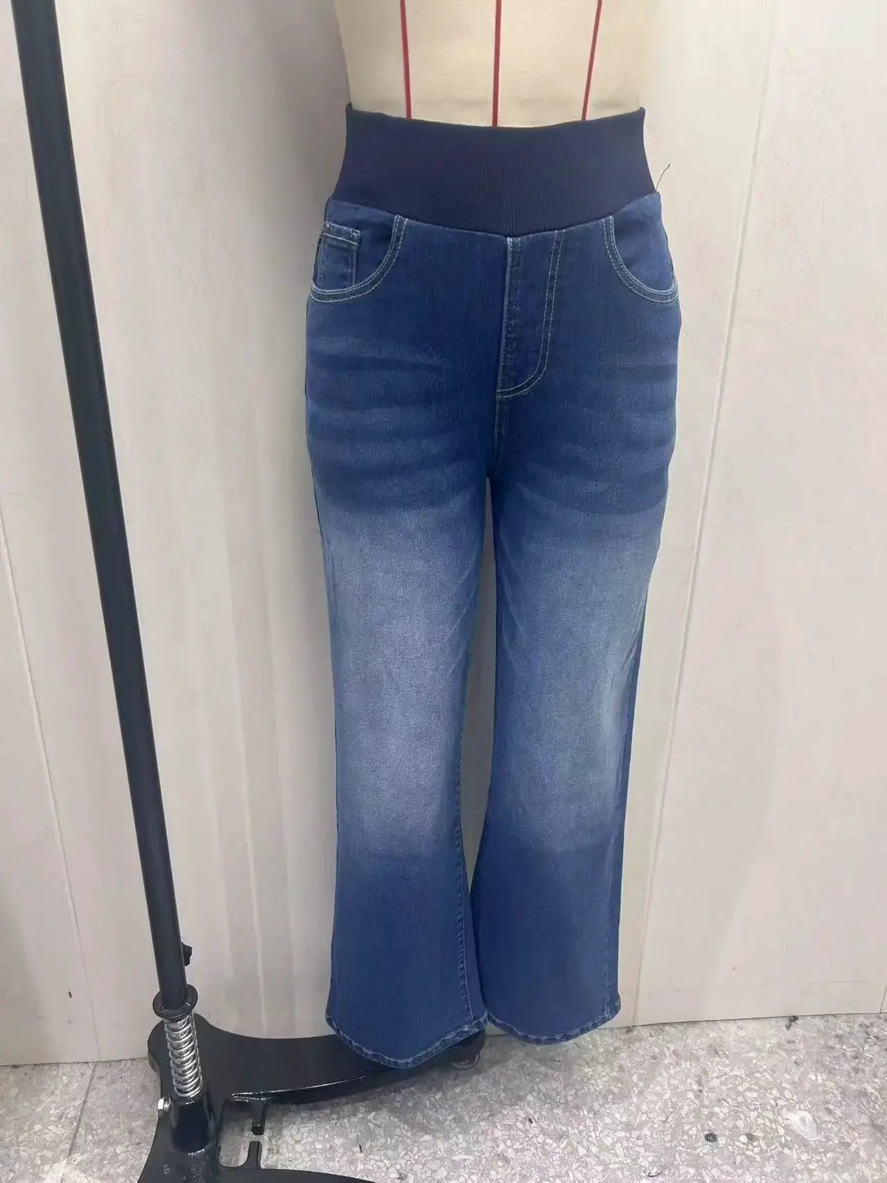 Women's Jeans Elastic Waist High Stretch Straight Leg Comfortable