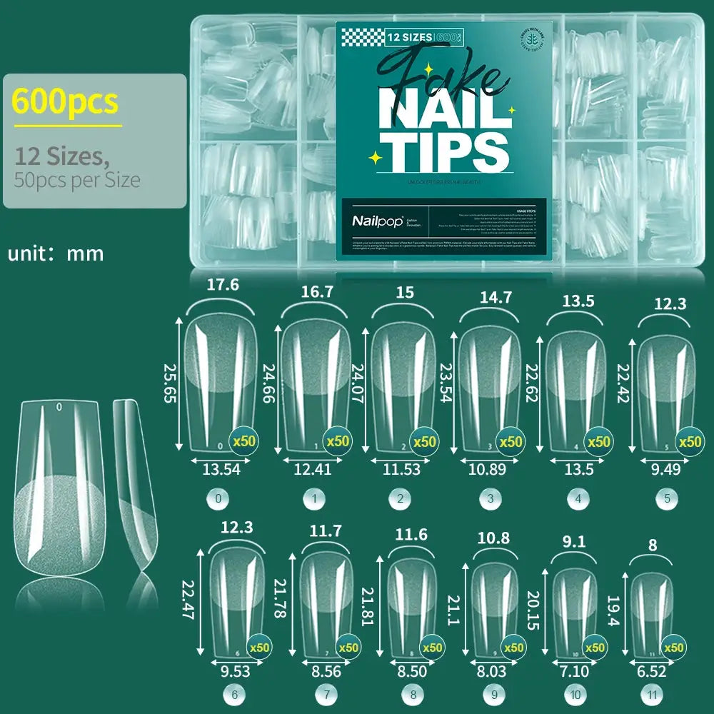 NailPop Soft Gel Nail Tips 600 Pcs Full Cover Coffin Almond Oval Shapes For Salon Quality At Home