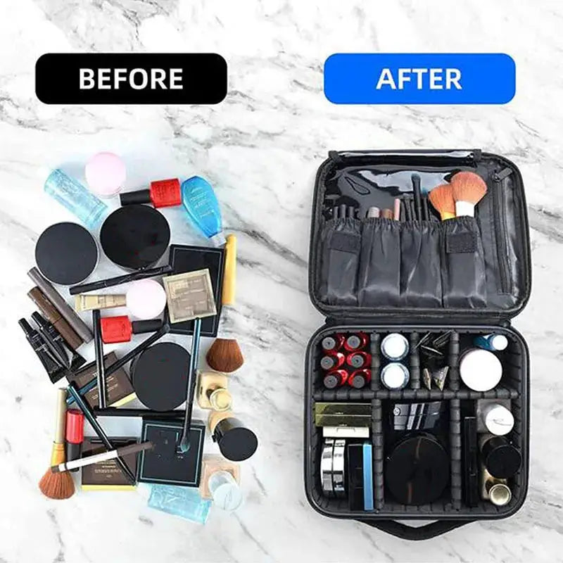GlamGuard Professional Travel Makeup Case Waterproof Oxford Fabric Organizer For Brushes And Cosmetics