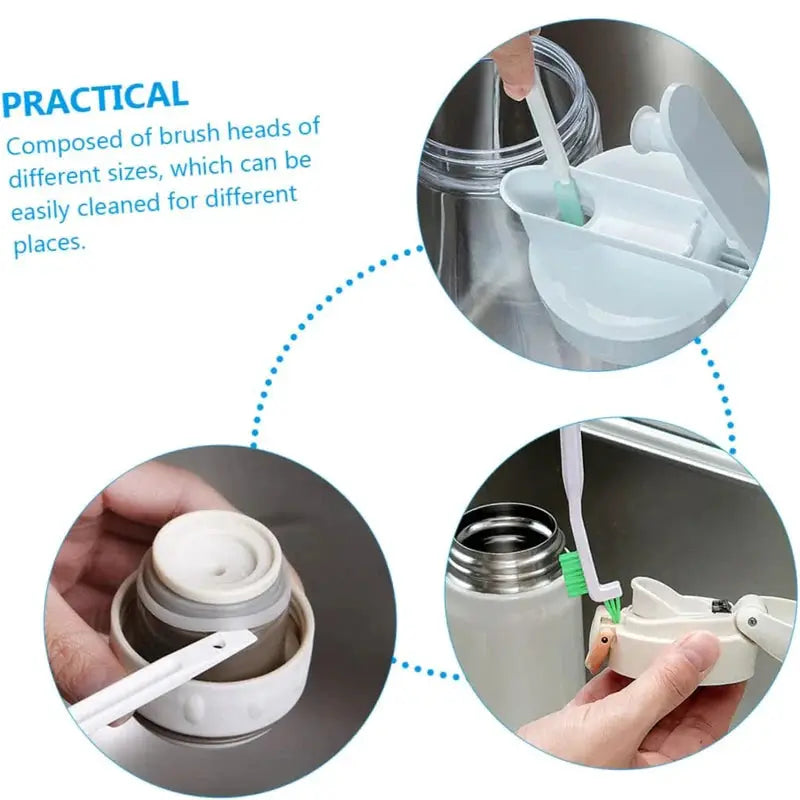 Simples Market 5/9-piece bottle, window and crevice cleaning brush set with white handles and assorted heads