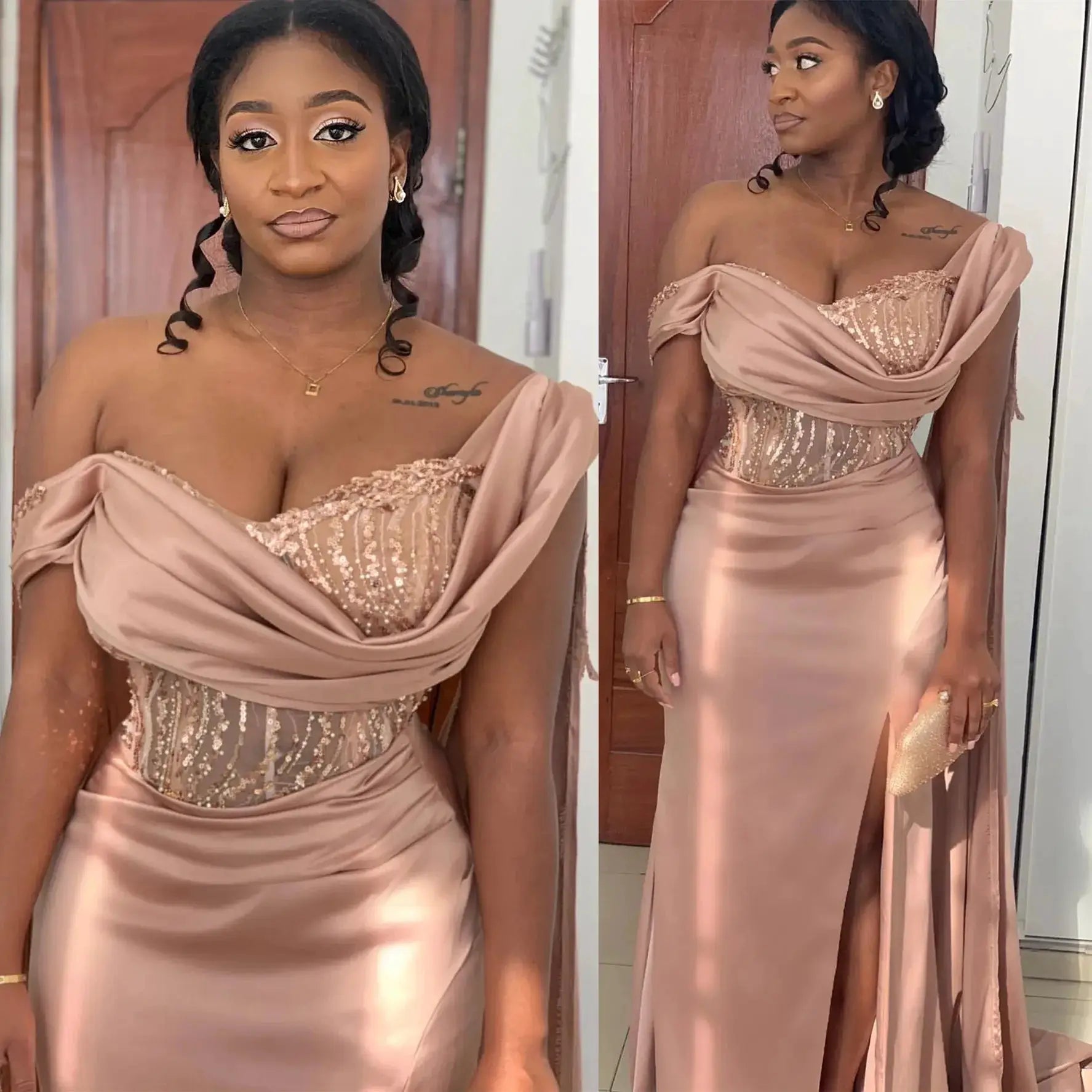 Elegant Mermaid Satin One Shoulder Prom Party Bridesmaid Dress 2025