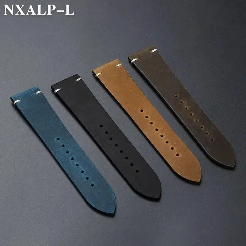 Heritage Vintage Oil Wax Leather Watch Band 18mm To 22mm Handmade Stitching Cowhide Strap For Omega Seiko Smartwatch