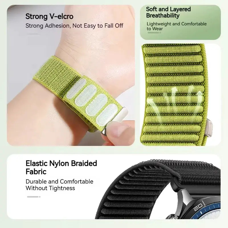 18mm 20mm 22mm Nylon Strap for Garmin Forerunner 970 965 955 570 165 265S/Active 6/5 Breathable Bracelet for Garmin Venu 4/3/3S