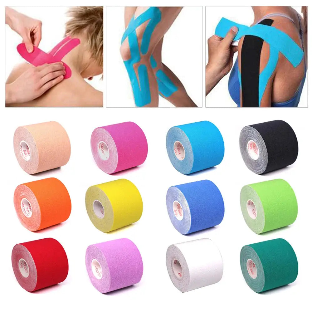 Simples Market kinesiology tape set — 12 color rolls (2.5/5 cm, 5 m) for sport recovery and pain relief