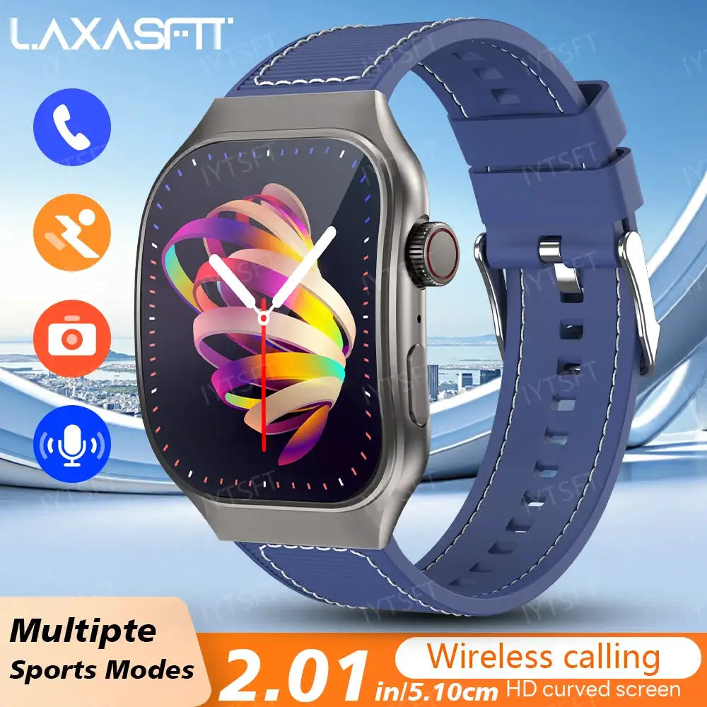 LAXASFIT 2.01 Inch Curved Screen Smart Watch Bluetooth 5.3 HD Super AMOLED Display Multi Sports Modes
