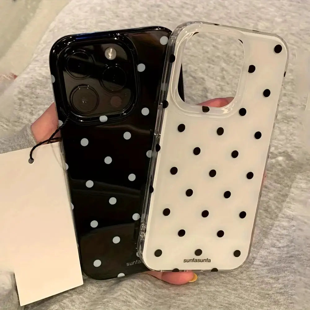 PolkaGuard Minimalist Polka Dot Case For iPhone 11 Through 17 Shockproof Silicone Back Cover