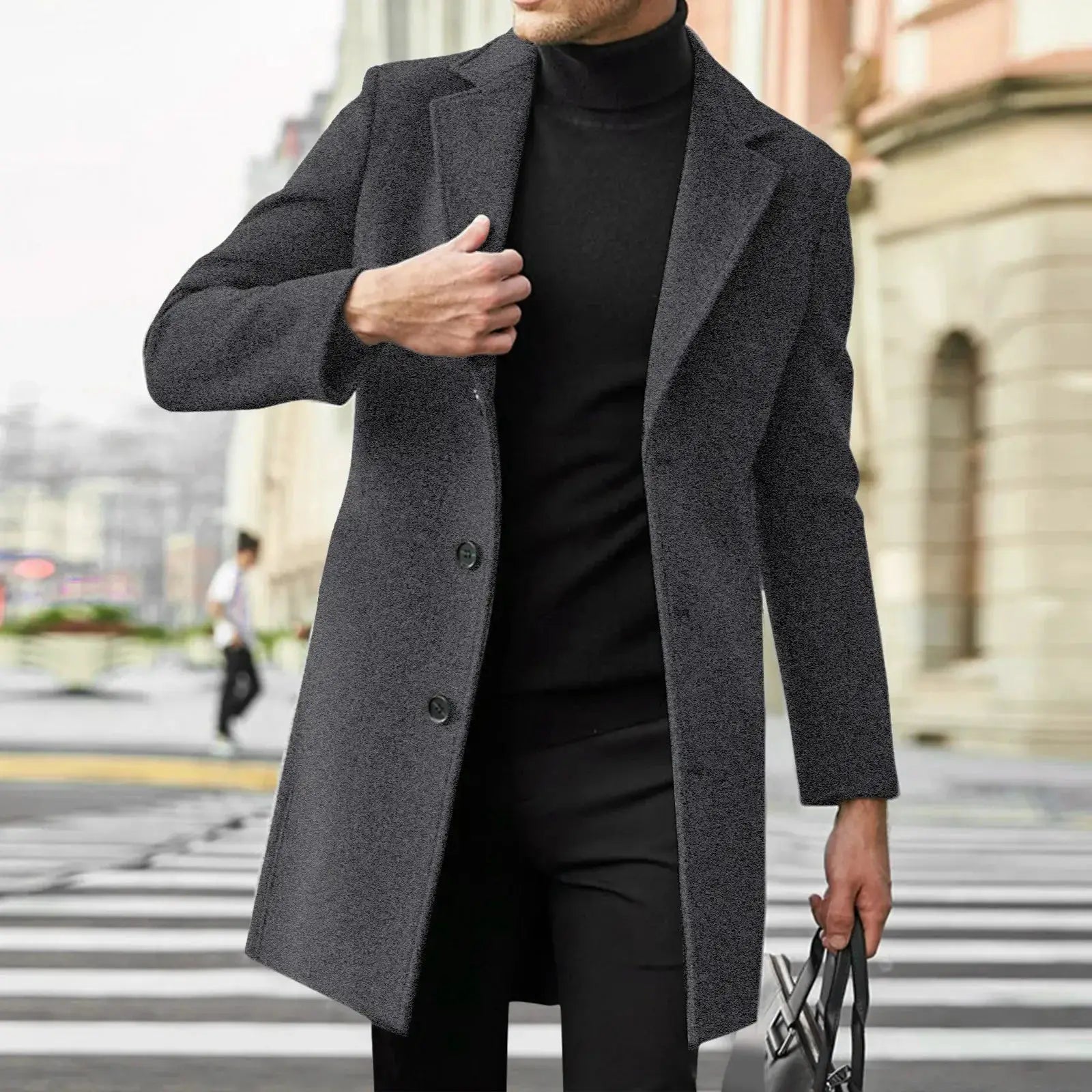 Men's dark gray wool-blend trench coat by Simples Market