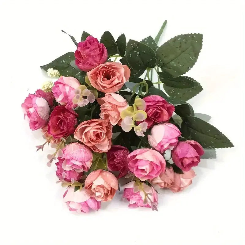 Artificial Silk Rose Bouquet 7 Stems 21 Heads for Wedding Christmas Wreath Home Decor Vase Bridal Bouquets