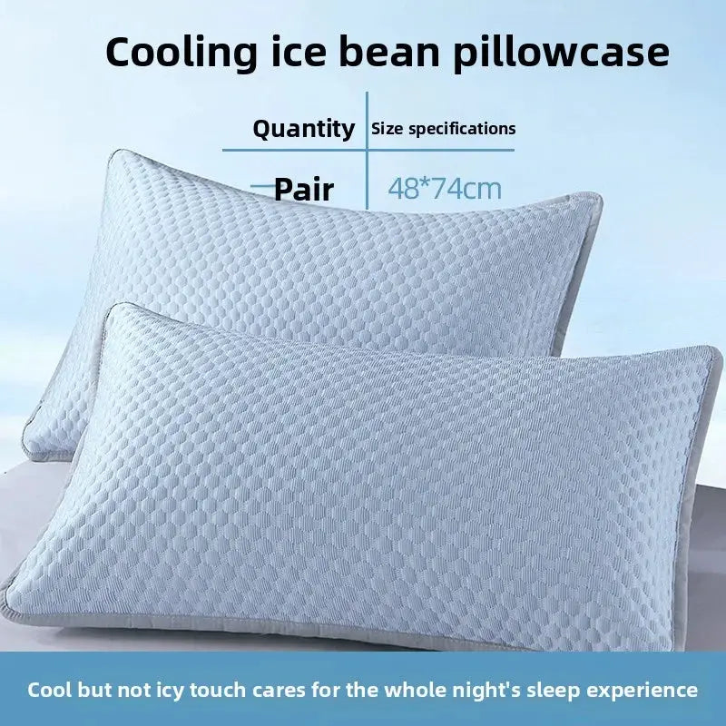 Cooling ice bean pillowcases, 2-pack, light blue breathable fabric, 48x74cm