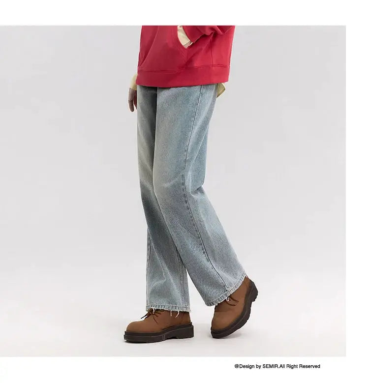 Semir Jeans Women Vintage Wide Leg Trousers Spring 2025 Soft Denim