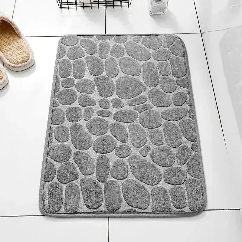 CozyNest Embossed Fiber Carpet Anti Slip Mat With Memory Foam Velvet Pebble Pattern For Bathroom And Living Room