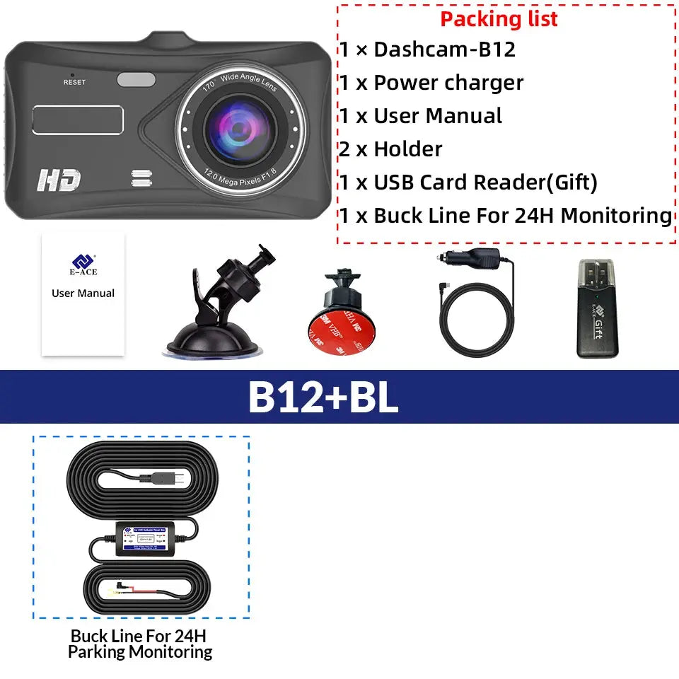E-ACE B12 1080P car dash cam by Simples Market with WDR and night vision