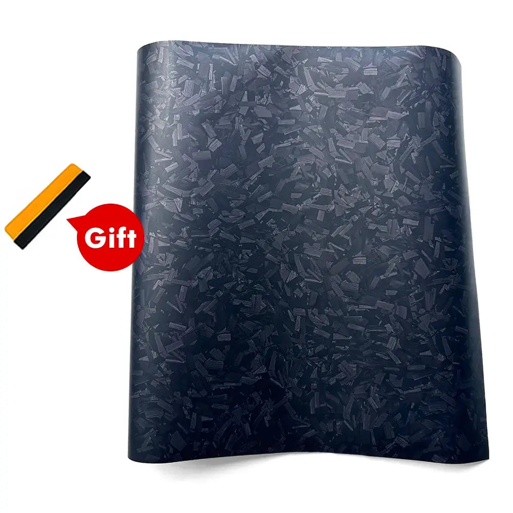 9D carbon fiber car vinyl wrap, glossy black self-adhesive film with anti-scratch coating; gift squeegee included