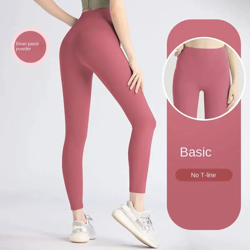 Women's UPF50+ yoga leggings in pink mauve, high-waist hips-lifting gym pants by Simples Market