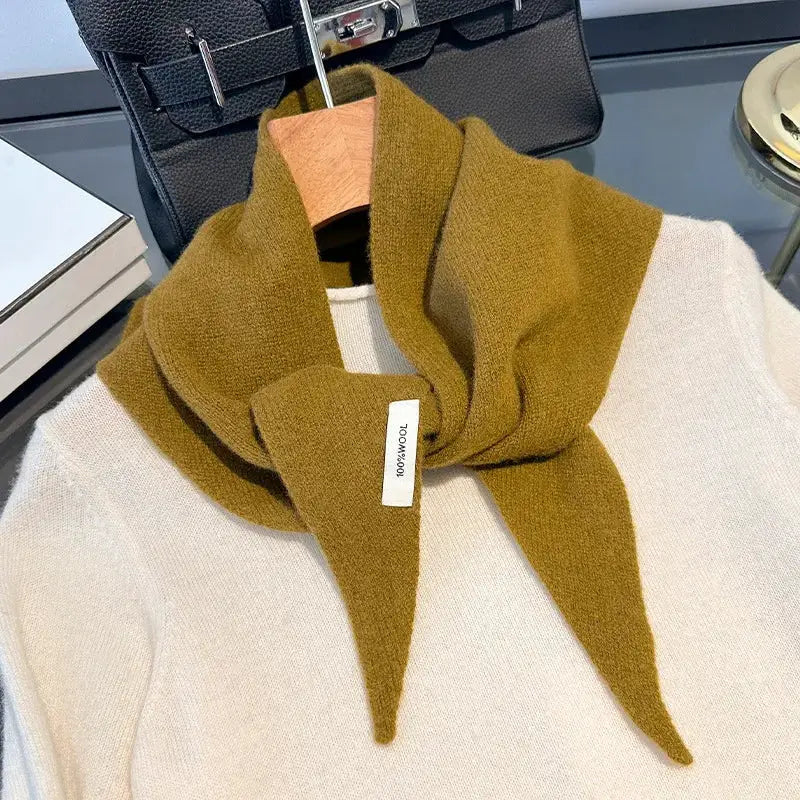 British Korean Triangle Scarf 100 Percent Wool Multifunctional Warm Knitted Headscarf For Women