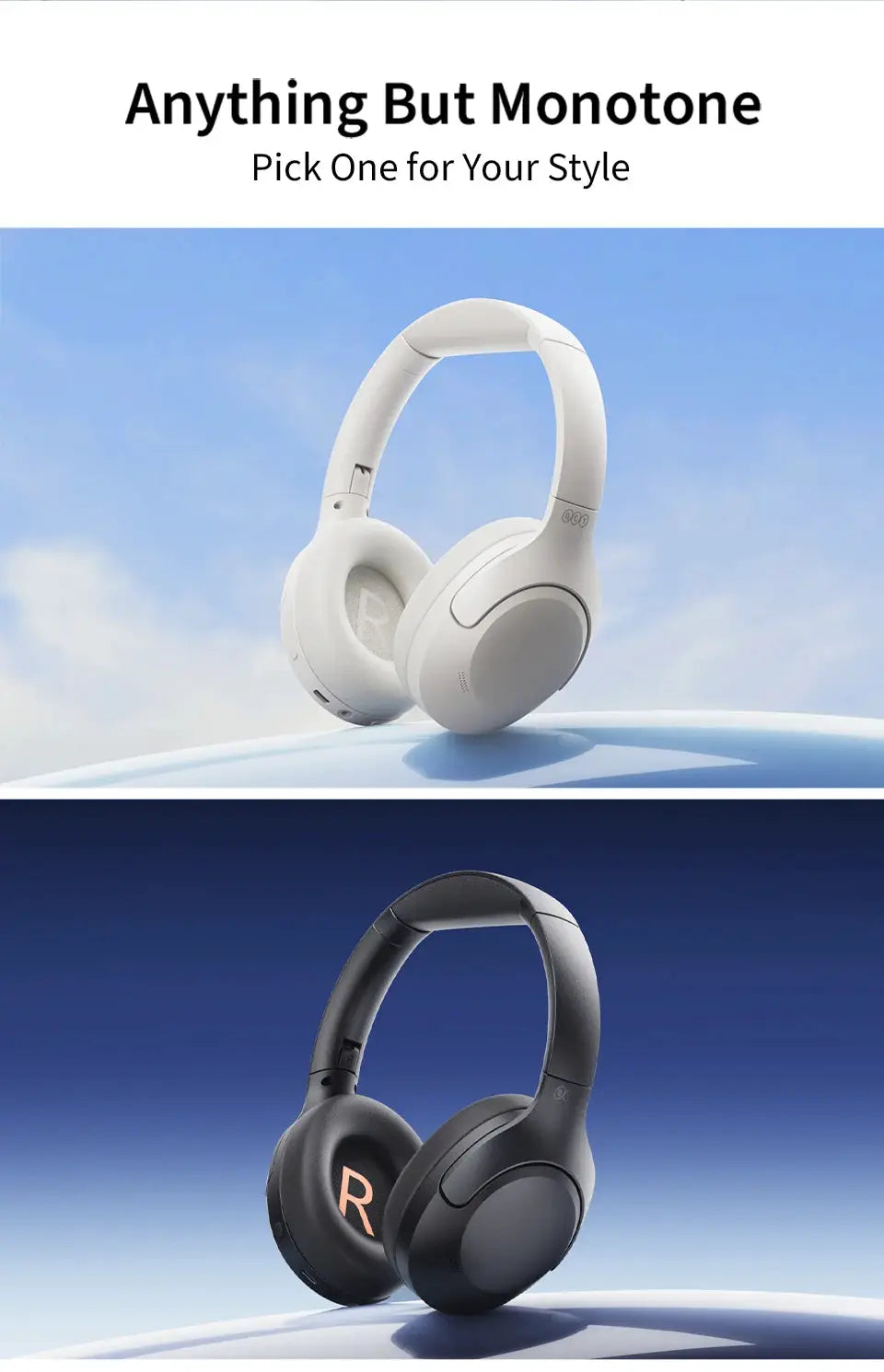 Simples Market QCY H3 Lite ANC wireless/wired foldable over-ear headphones, Bluetooth 5.3, white and black (2)