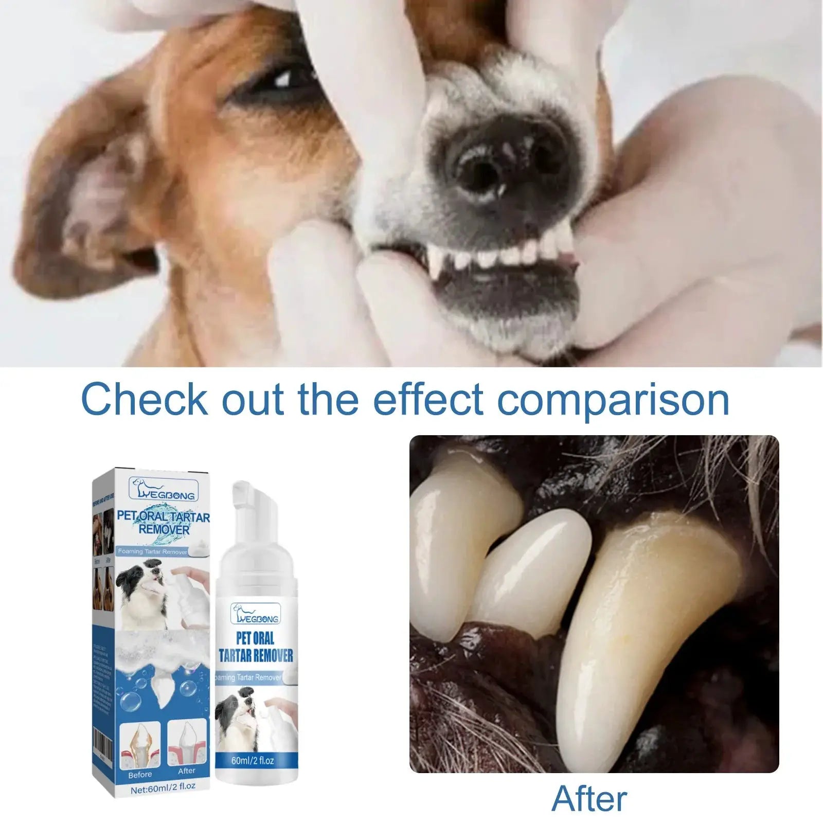Pet oral tartar remover foam by Simples Market; natural plant-based mouth cleanser for dogs and cats