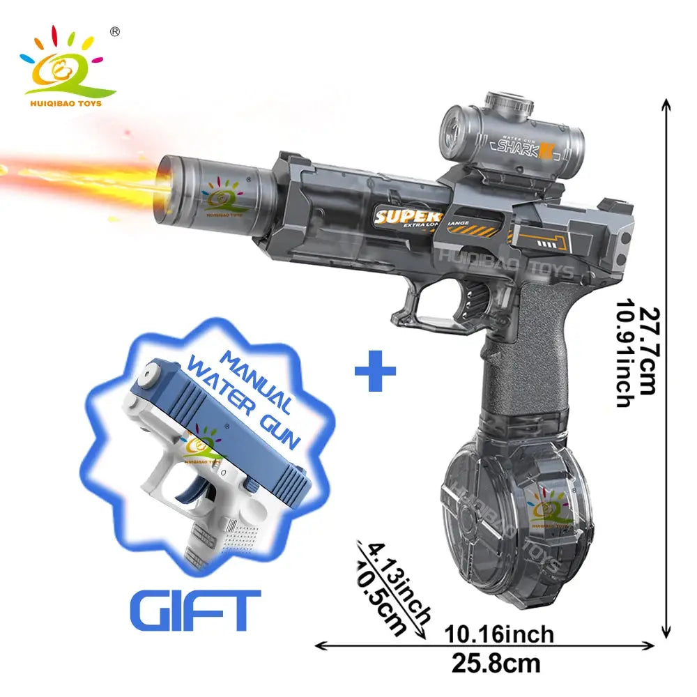 Huiqibao Electric Pulse Water Gun With Simulated Flame Sensor Light Fully Automatic Water Pistol For Outdoor Beach Fun