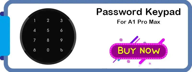 Password keypad for A1 Pro Max; black circular keypad with white digits, Simples Market banner