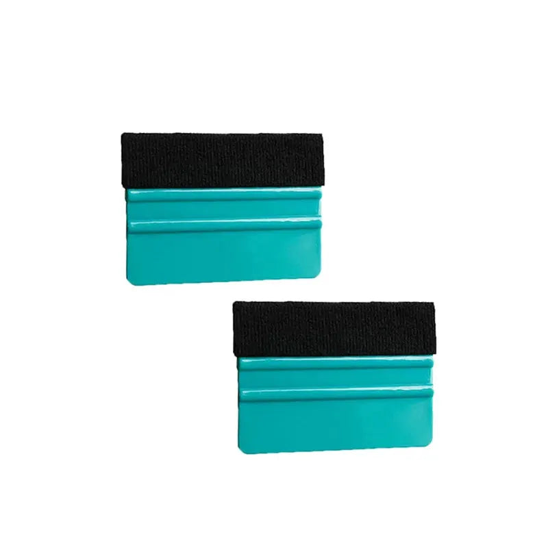 Simples Market felt-edge squeegee, turquoise plastic 2-pack for window tinting.